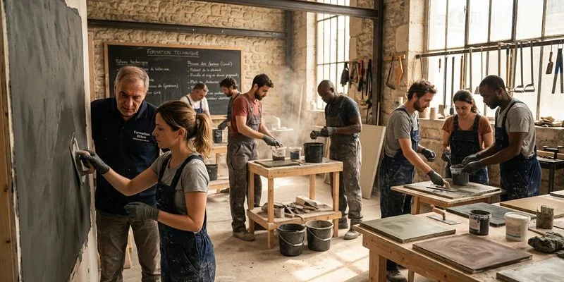 Atelier de formation béton ciré pour reconversion