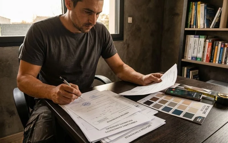 Entrepreneur artisan béton ciré consultant documents création entreprise statut juridique bureau