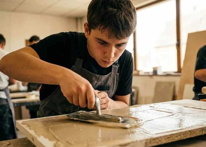 Stagiaire en formation béton ciré